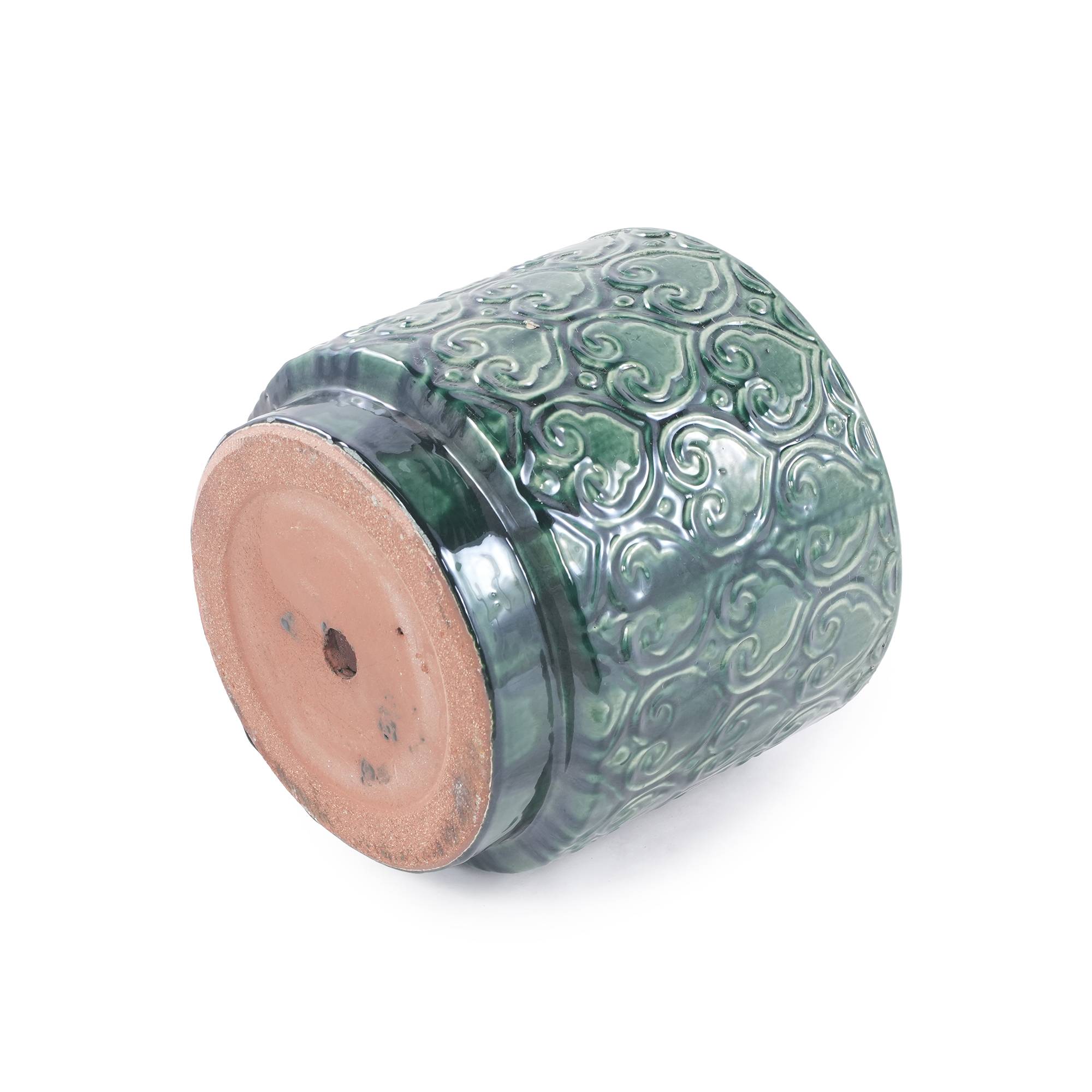 ComfortXL - Pot de fleurs céramique 30 x 30 x H28 cm vert brillant balcon aromatiques drainage - ComfortXL Outdoor Living - Image 6