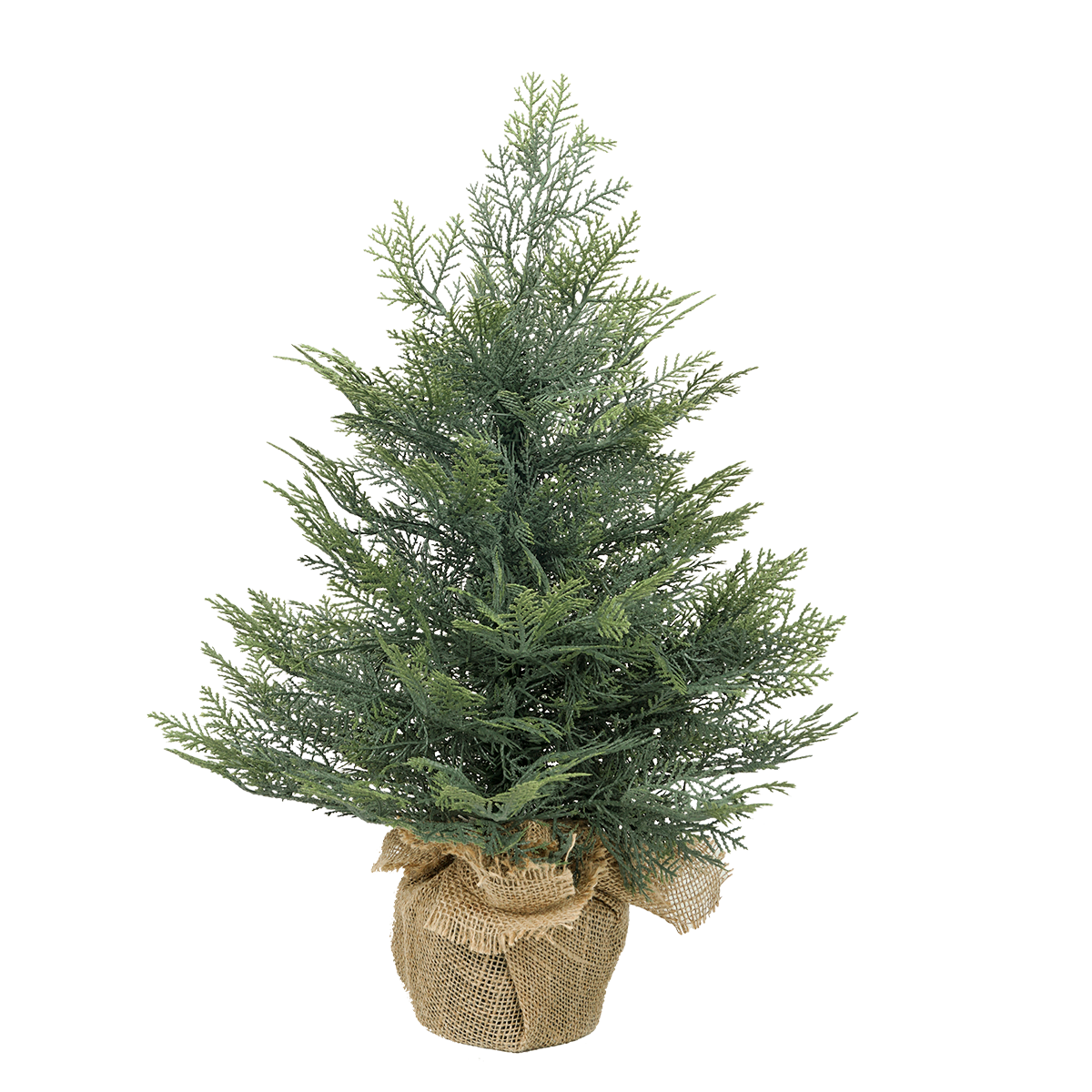 Petit sapin de Noël artificiel de table 60 cm en pot jute - style cyprès - Little Grove - Image 1