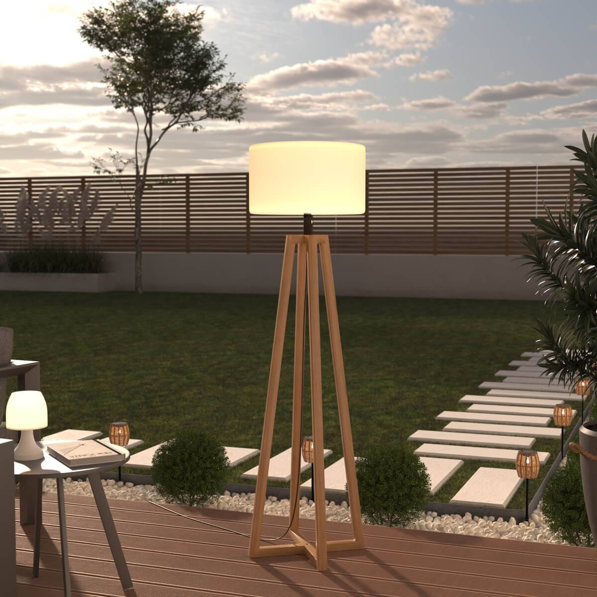 Lampadaire d extérieur "Matia" acacia blanc H148cm ATMOSPHERA CREATEUR D'INTERIEUR - Image 6