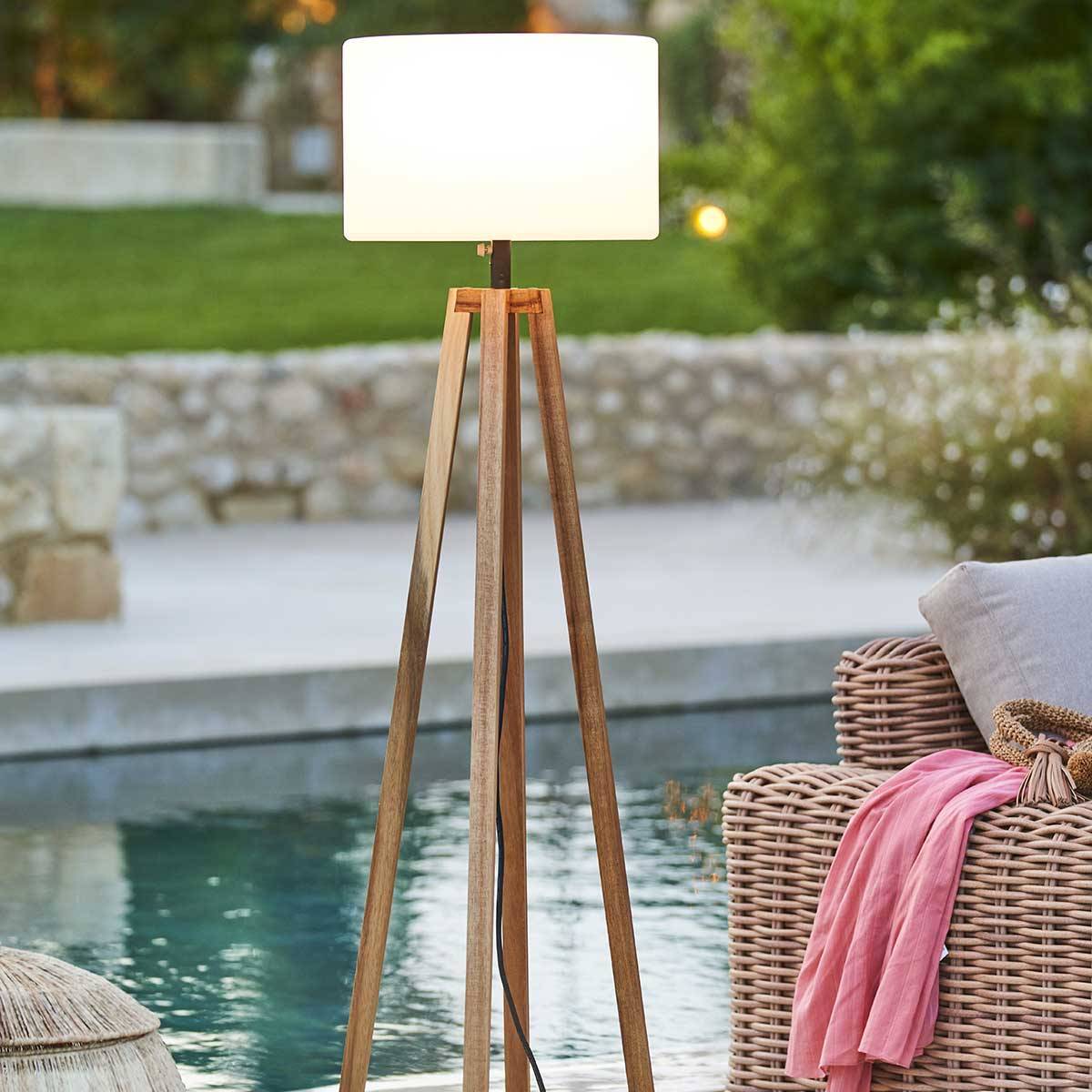 Lampadaire d extérieur "Matia" acacia blanc H148cm ATMOSPHERA CREATEUR D'INTERIEUR - Image 7