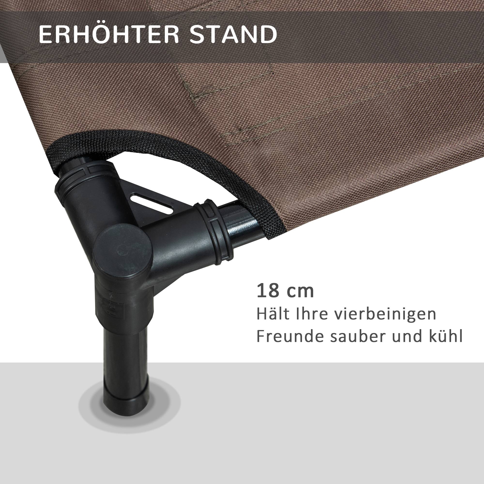 Lit de chien surélevé extérieur 76 x 61 x 18 cm acier et tissu oxford marron - PANGIVO - Image 6