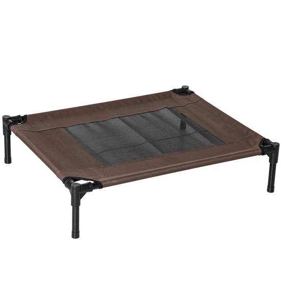 Lit de chien surélevé extérieur 76 x 61 x 18 cm acier et tissu oxford marron - PANGIVO - Image 1