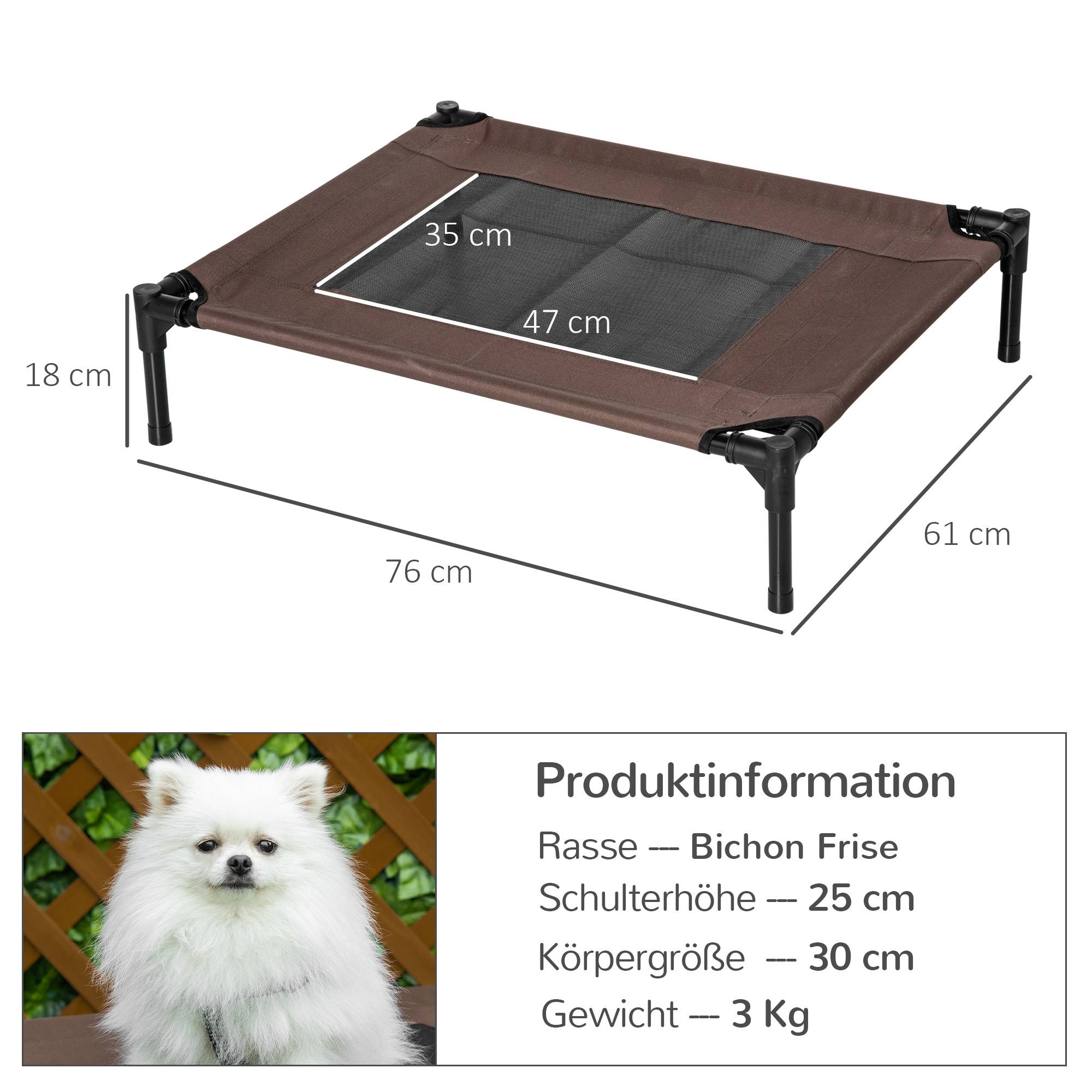 Lit de chien surélevé extérieur 76 x 61 x 18 cm acier et tissu oxford marron - PANGIVO - Image 7