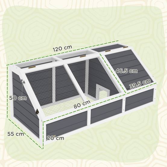 Enclos Tortue Sans Fond Bois Massif Jardin Accès Facile 120x55cm Gris - ComfortXL Outdoor Living - Image 5