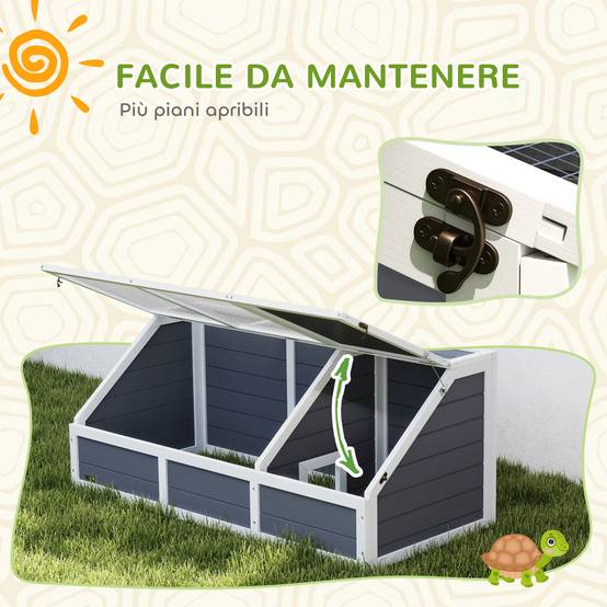 Enclos Tortue Sans Fond Bois Massif Jardin Accès Facile 120x55cm Gris - ComfortXL Outdoor Living - Image 9