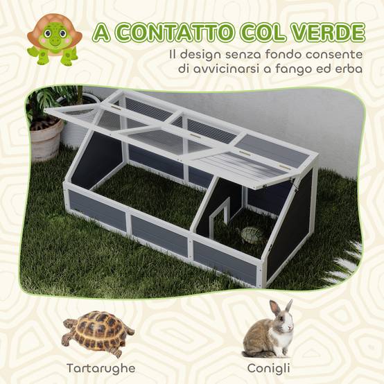 Enclos Tortue Sans Fond Bois Massif Jardin Accès Facile 120x55cm Gris - ComfortXL Outdoor Living - Image 7