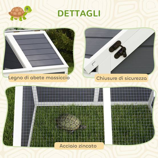 Enclos Tortue Sans Fond Bois Massif Jardin Accès Facile 120x55cm Gris - ComfortXL Outdoor Living - Image 10