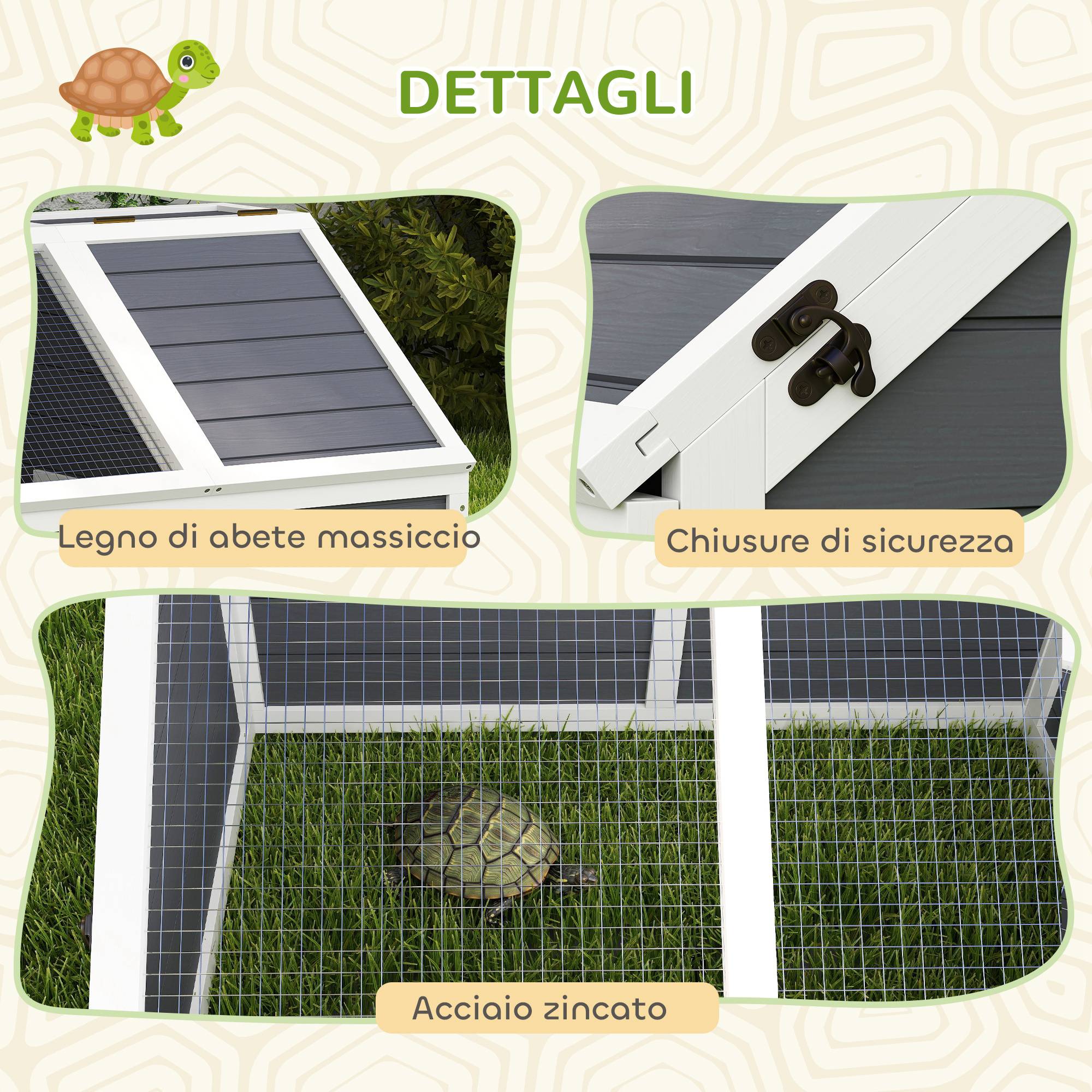 Enclos Tortue Sans Fond Bois Massif Jardin Accès Facile 120x55cm Gris - ComfortXL Outdoor Living - Image 10