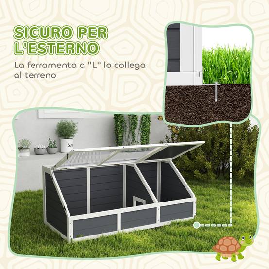 Enclos Tortue Sans Fond Bois Massif Jardin Accès Facile 120x55cm Gris - ComfortXL Outdoor Living - Image 6