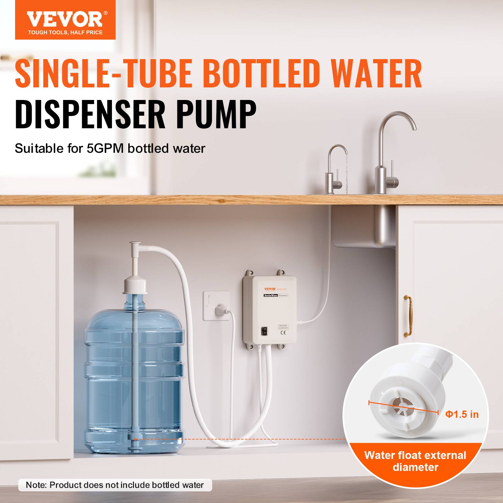 VEVOR Distributeur eau électrique 3.78 L/min, 35W. 40 PSI, grande capacité. Pour machine espresso, réfrigérateur. - Image 2