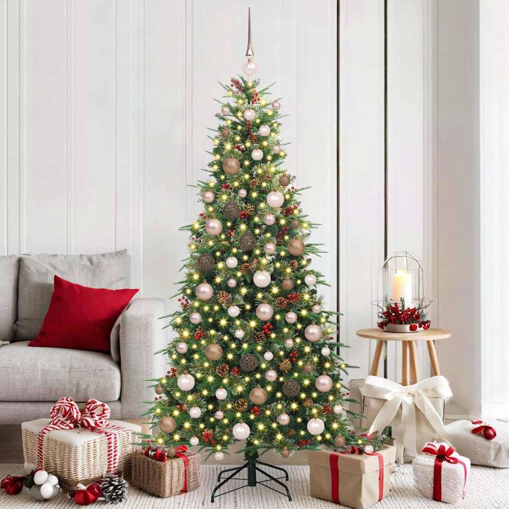 ComfortXL - Sapin de Noël Artificiel Réaliste 180 cm PE/PVC, Kit Lumineux avec Pommes de Pin & 120 Boules – ComfortXL Outdoor Living - Image 1
