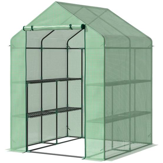 Serre de jardin acier PE balcons terrasses 8 étagères plantes hivernage 143x138x190cm vert - ComfortXL Outdoor Living - Image 1