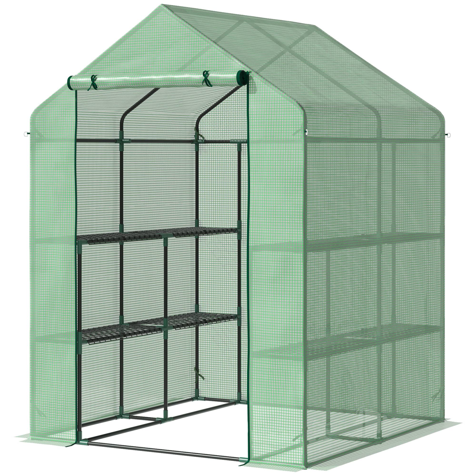 Serre de jardin acier PE balcons terrasses 8 étagères plantes hivernage 143x138x190cm vert - ComfortXL Outdoor Living - Image 1