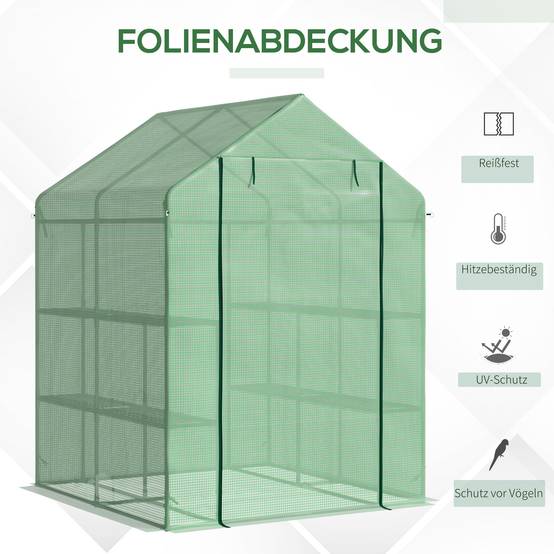 Serre de jardin acier PE balcons terrasses 8 étagères plantes hivernage 143x138x190cm vert - ComfortXL Outdoor Living - Image 6