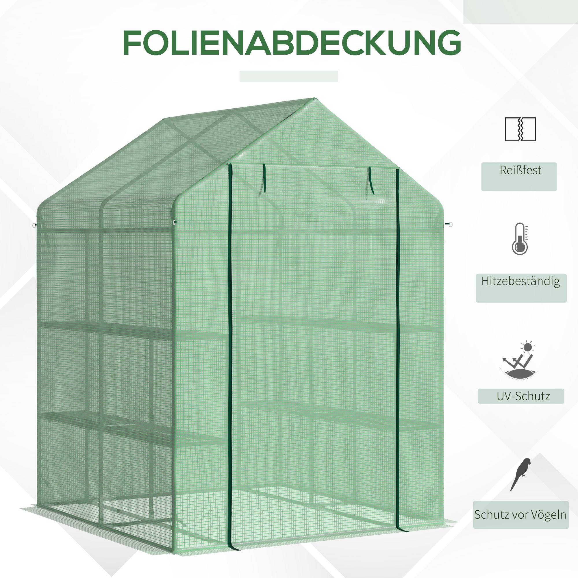 Serre de jardin acier PE balcons terrasses 8 étagères plantes hivernage 143x138x190cm vert - ComfortXL Outdoor Living - Image 6
