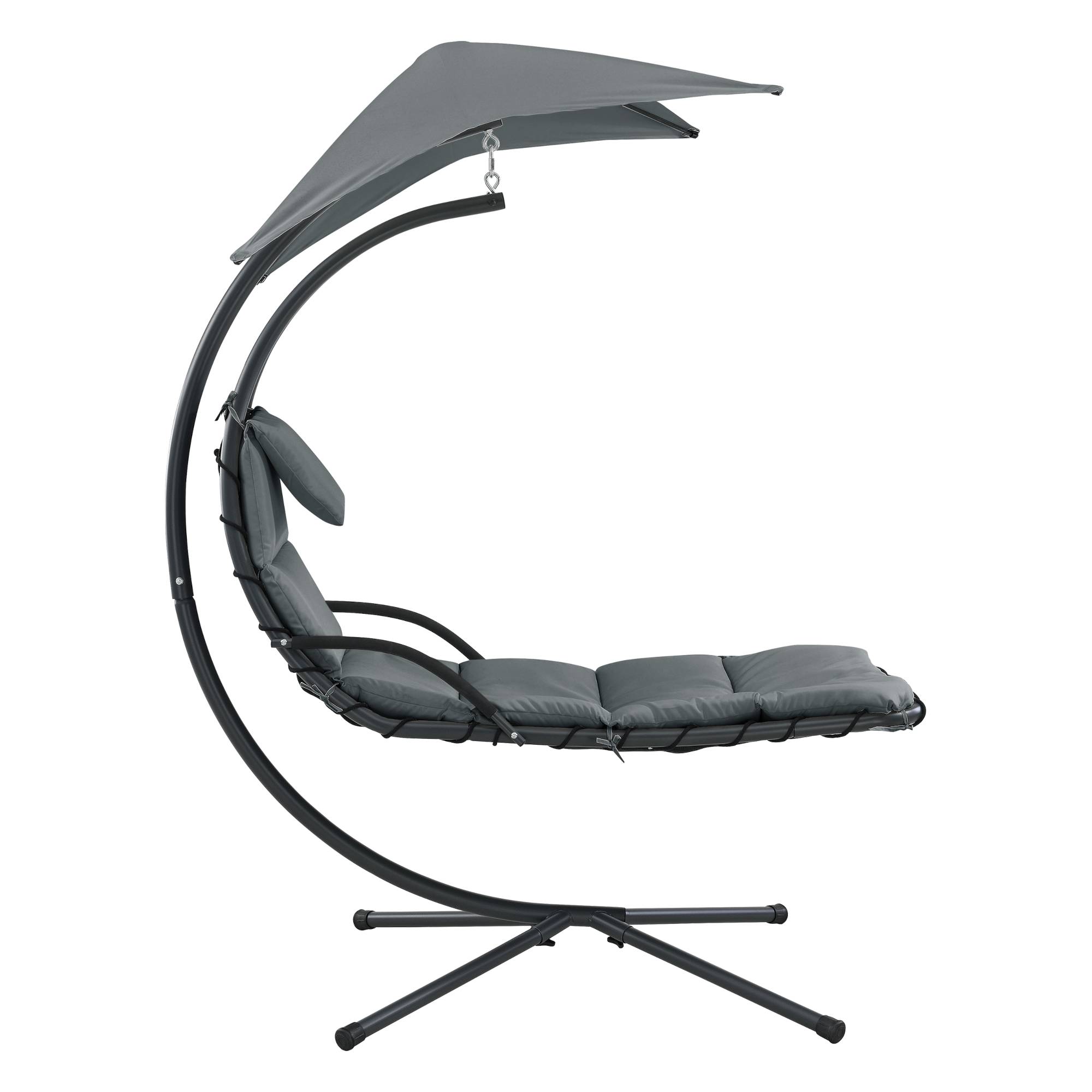 Bain de Soleil Suspendu Lorca Support sur Pied 166 x 116 x 210 cm Noir Gris [en.casa] - Image 4