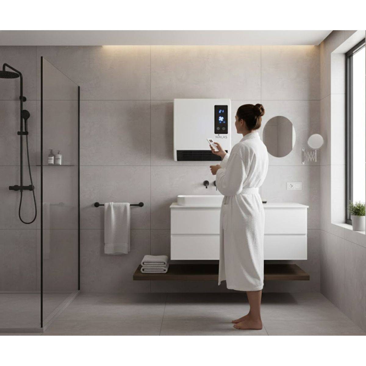 Chauffage électrique mural soufflant 2000W Trendy Numérique Programmable - Chauffage Salle de Bain Chauffe jusqu'à 20 m²  NIKLAS - Image 3