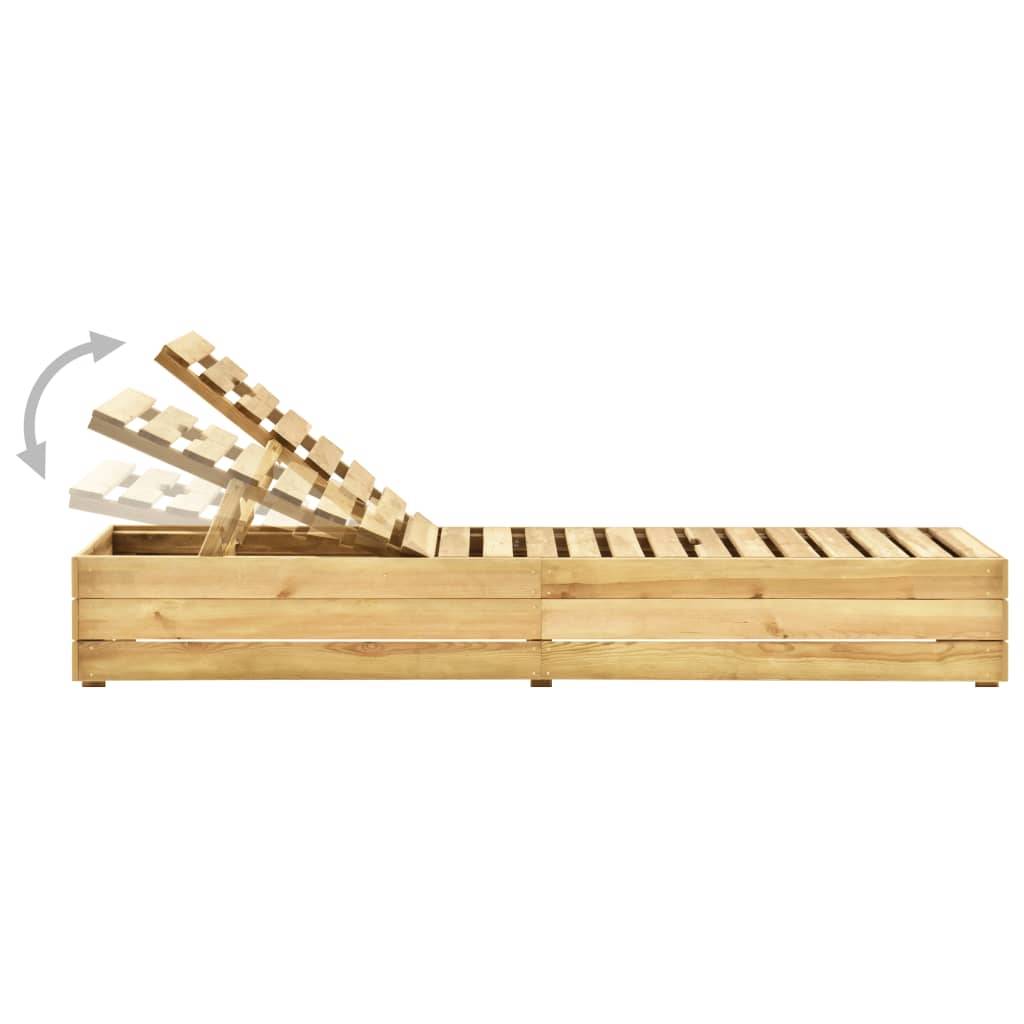 Helloshop26 - Transat chaise longue bain de soleil lit de jardin terrasse meuble d'extérieur bois de pin imprégné de vert - Image 4
