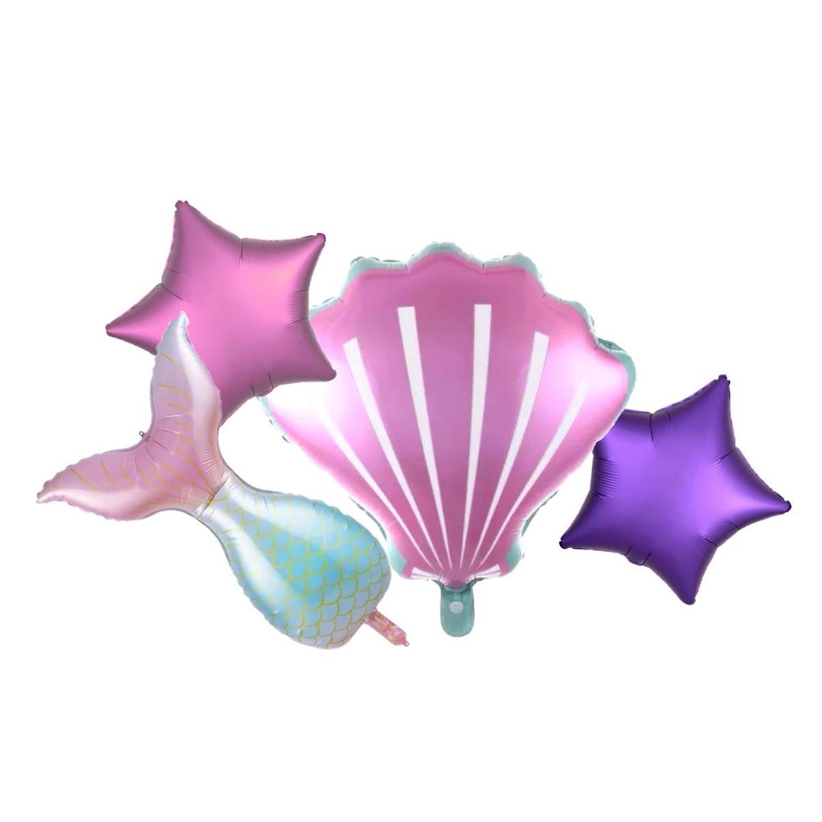 Party Time - Lot de 4 Ballons Gonflables "Sirène" 60cm Multicolore - Image 1