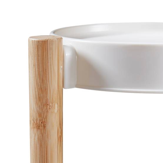 Étagère à plantes sastamala à 4 niveaux bambou plastique 85 x 32 x 32 cm naturel blanc - Image 3