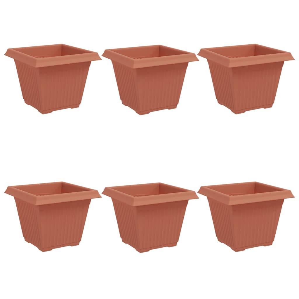Lot de 6 Pots de Fleurs Carrés Plastique pour Terrasse Jardin Drainage 38x38x30 cm Rouge Brique - ComfortXL Outdoor Living - Image 2