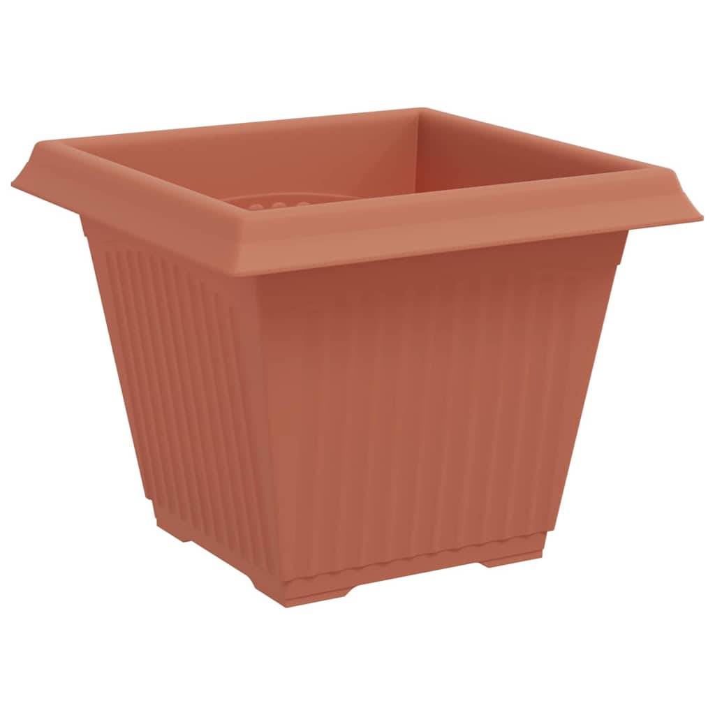 Lot de 6 Pots de Fleurs Carrés Plastique pour Terrasse Jardin Drainage 38x38x30 cm Rouge Brique - ComfortXL Outdoor Living - Image 5
