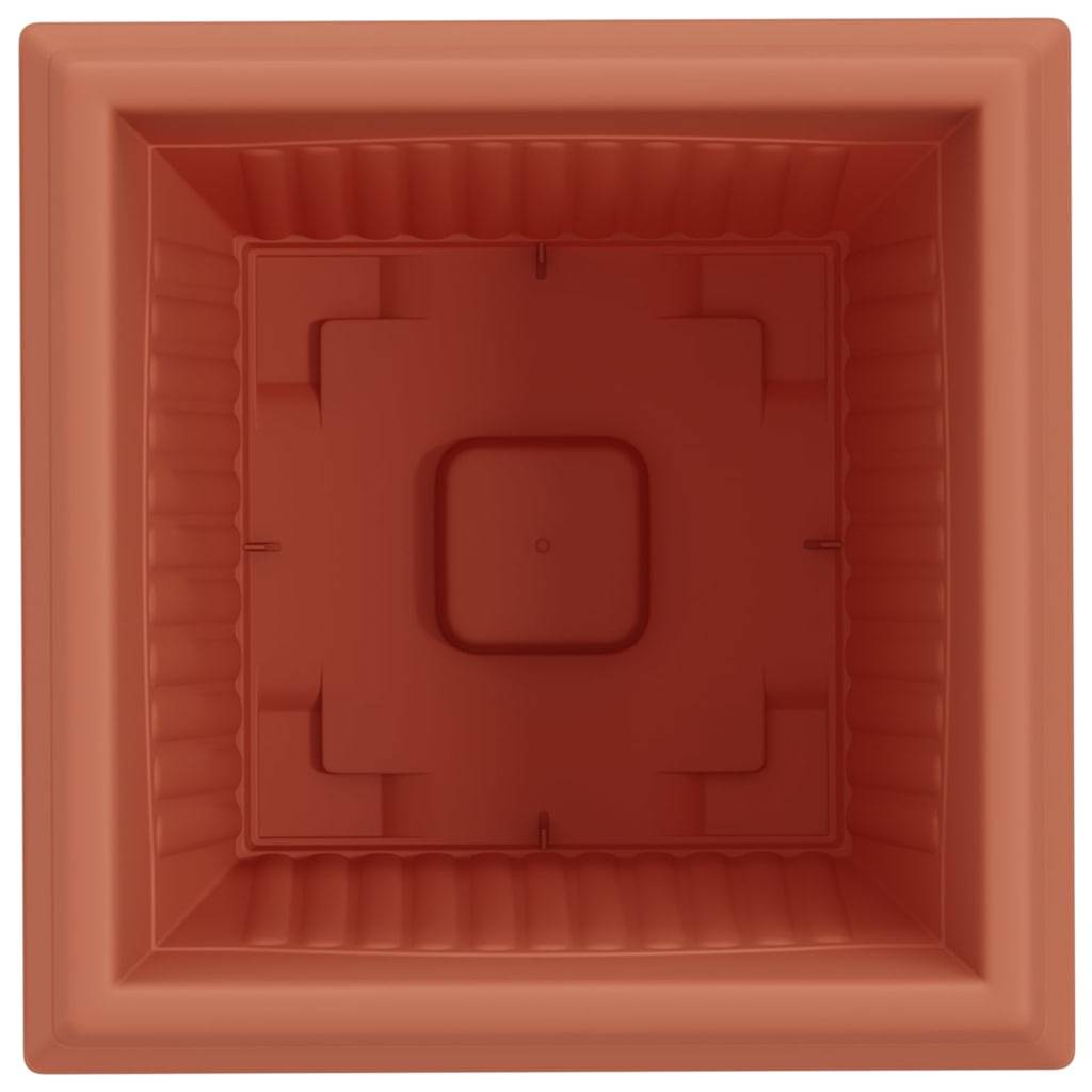 Lot de 6 Pots de Fleurs Carrés Plastique pour Terrasse Jardin Drainage 38x38x30 cm Rouge Brique - ComfortXL Outdoor Living - Image 7