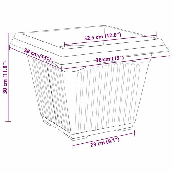 Lot de 6 Pots de Fleurs Carrés Plastique pour Terrasse Jardin Drainage 38x38x30 cm Rouge Brique - ComfortXL Outdoor Living - Image 8