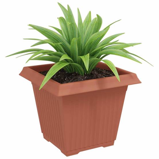 Lot de 6 Pots de Fleurs Carrés Plastique pour Terrasse Jardin Drainage 38x38x30 cm Rouge Brique - ComfortXL Outdoor Living - Image 3