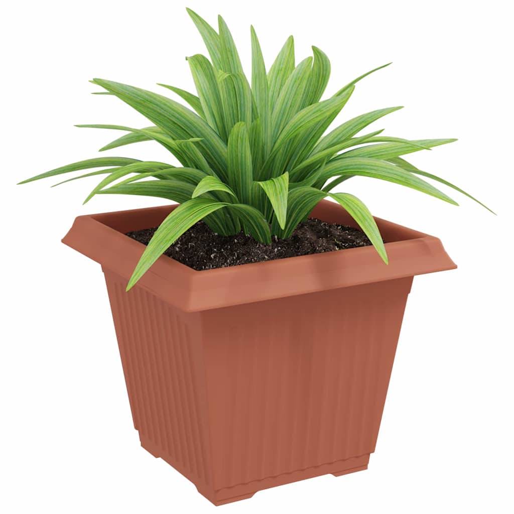 Lot de 6 Pots de Fleurs Carrés Plastique pour Terrasse Jardin Drainage 38x38x30 cm Rouge Brique - ComfortXL Outdoor Living - Image 3