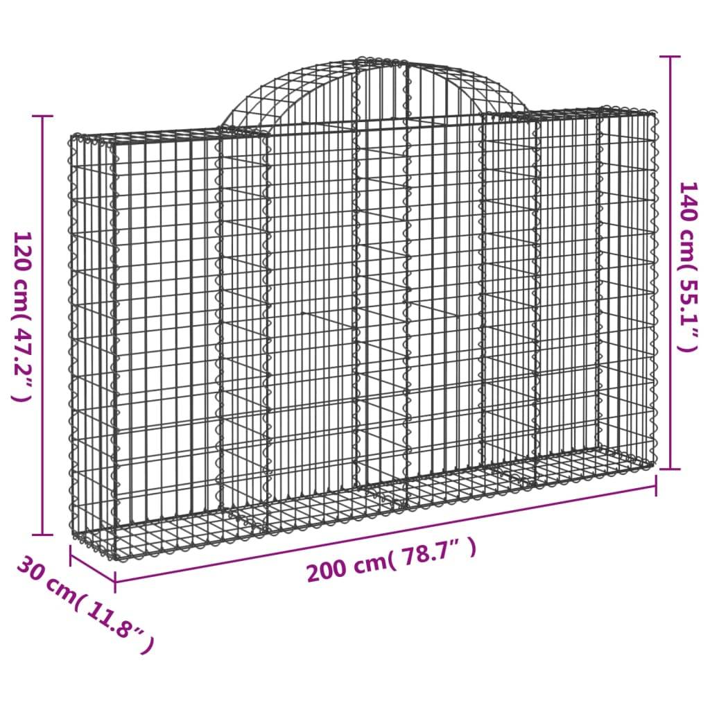 Gabion Arqué Fer Galvanisé Jardin 200x30x120/140cm 9pcs - ComfortXL Outdoor Living - Image 6