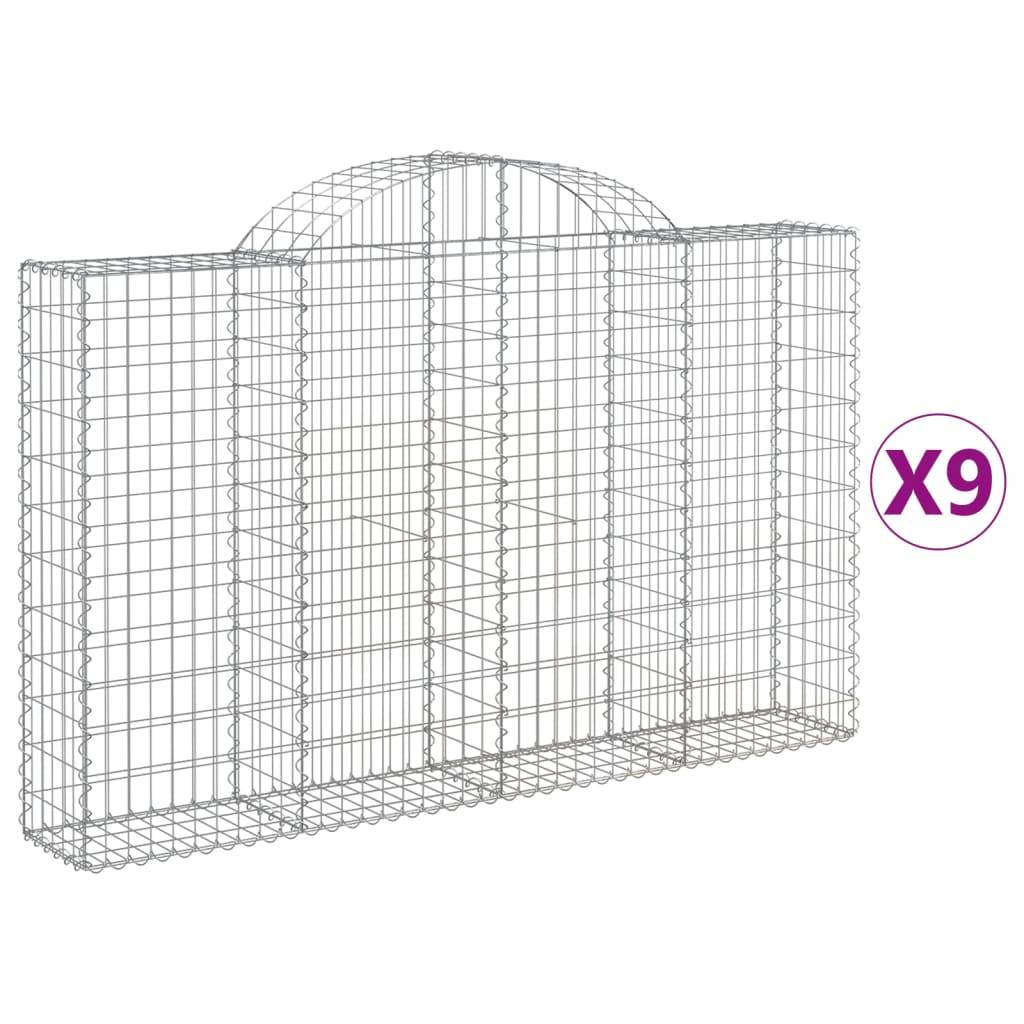 Gabion Arqué Fer Galvanisé Jardin 200x30x120/140cm 9pcs - ComfortXL Outdoor Living - Image 2