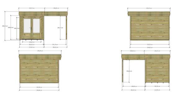 ABRI DE JARDIN bois autoclave 27mm - 4,14x3,44m / 14m2 - Bac acier - Plancher bois - Image 4