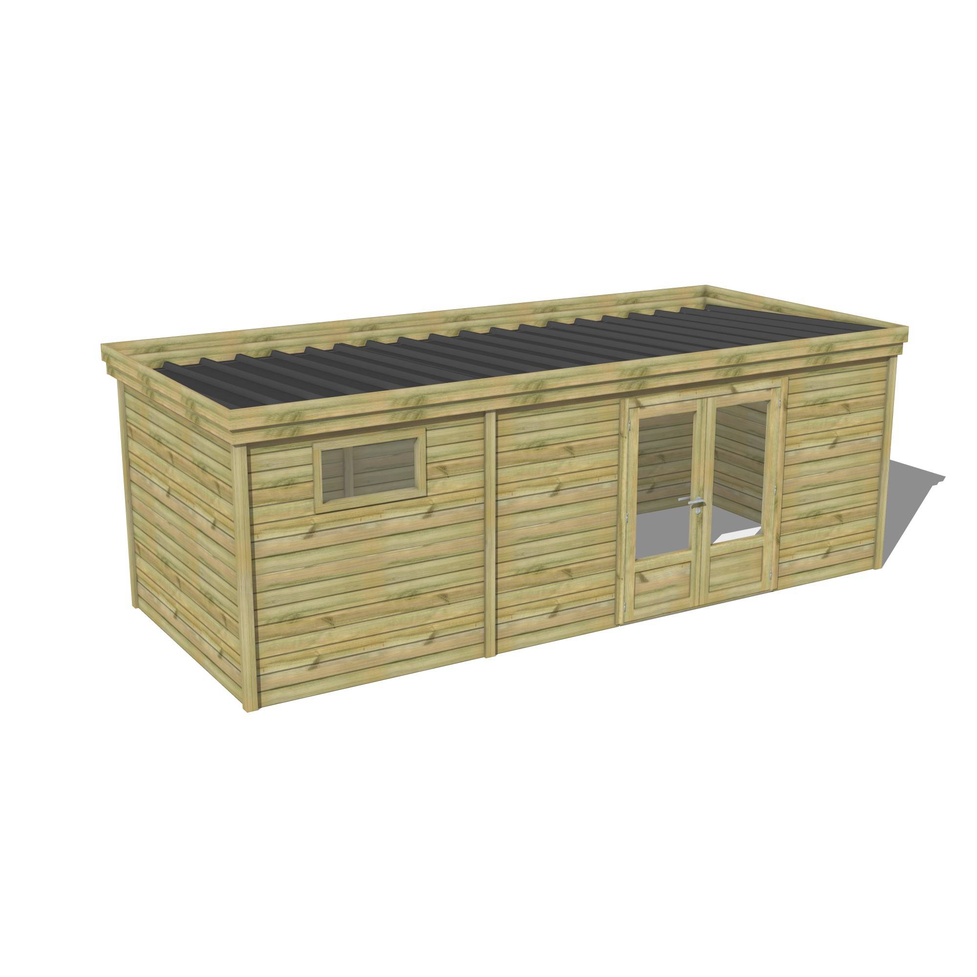 Abri Français - ABRI DE JARDIN bois Pin traité autoclave 27mm - 6,395x2,64m / 17m2 - Bac acier - Abri Français - Image 1