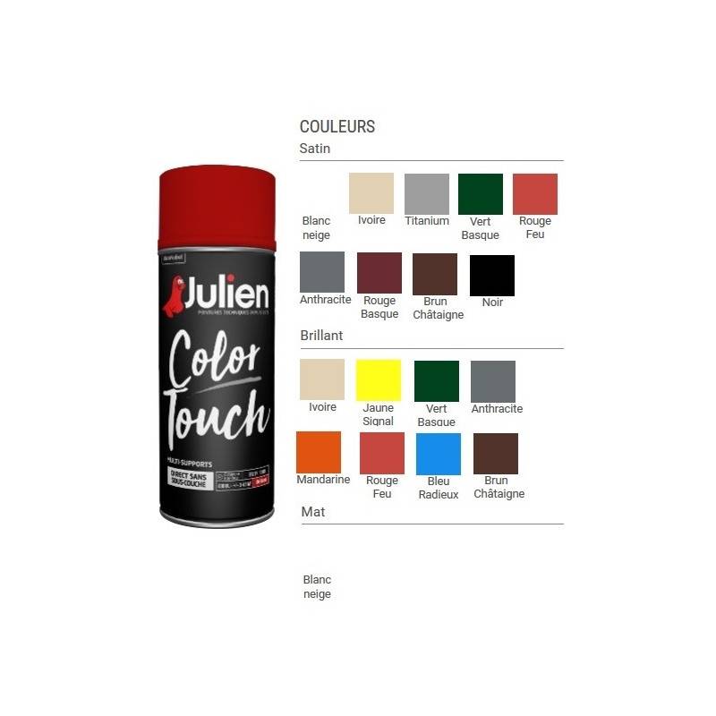 Julien - Peinture aérosol Color Touch 400 ml JULIEN - Couleur: Brun chataigne brillant RAL 8016 - Image 1