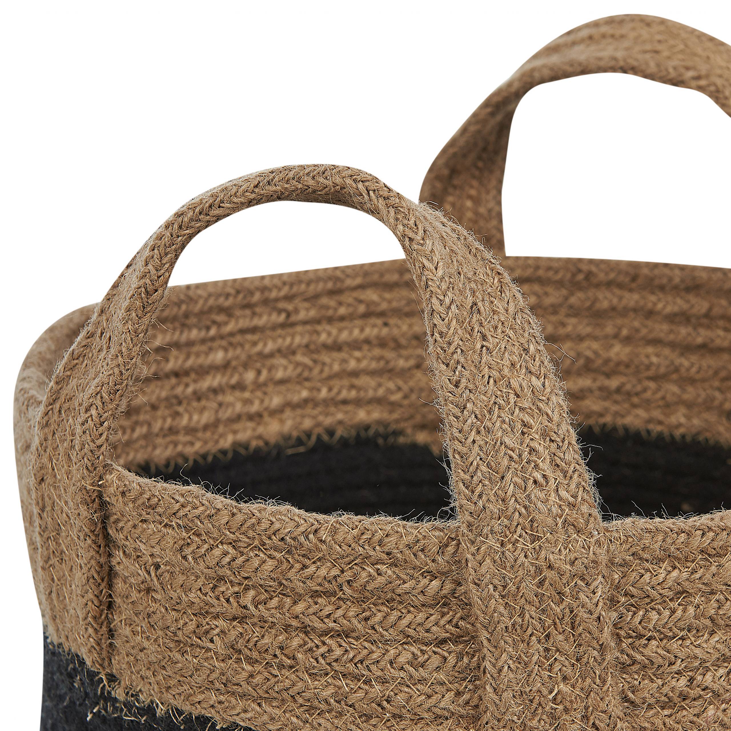 Panier Beige et Noir en Coton Rond 34 cm Corbeille à Linge Tressée Rangement pour Intérieur Minimaliste avec Anses Boîte - Image 5