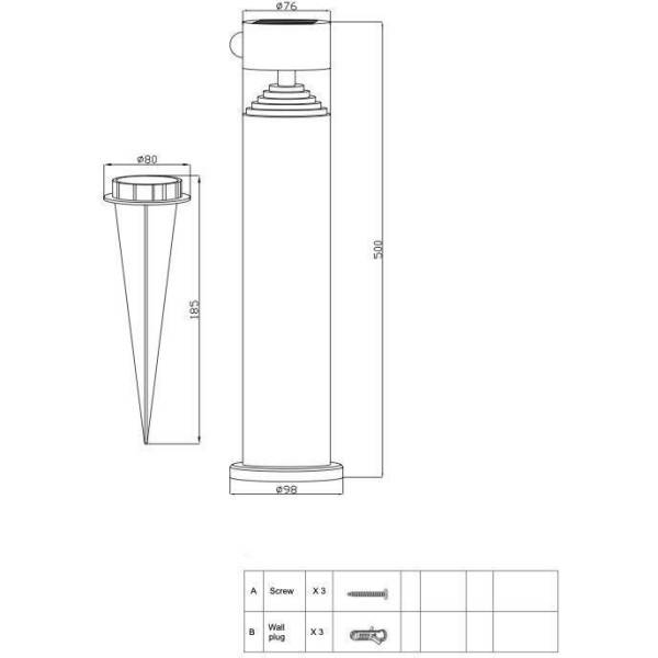 Borne solaire - GALIX - G4585C - Forte clarte - Inox avec détecteur - H50 cm - 150 Lumens - Image 3