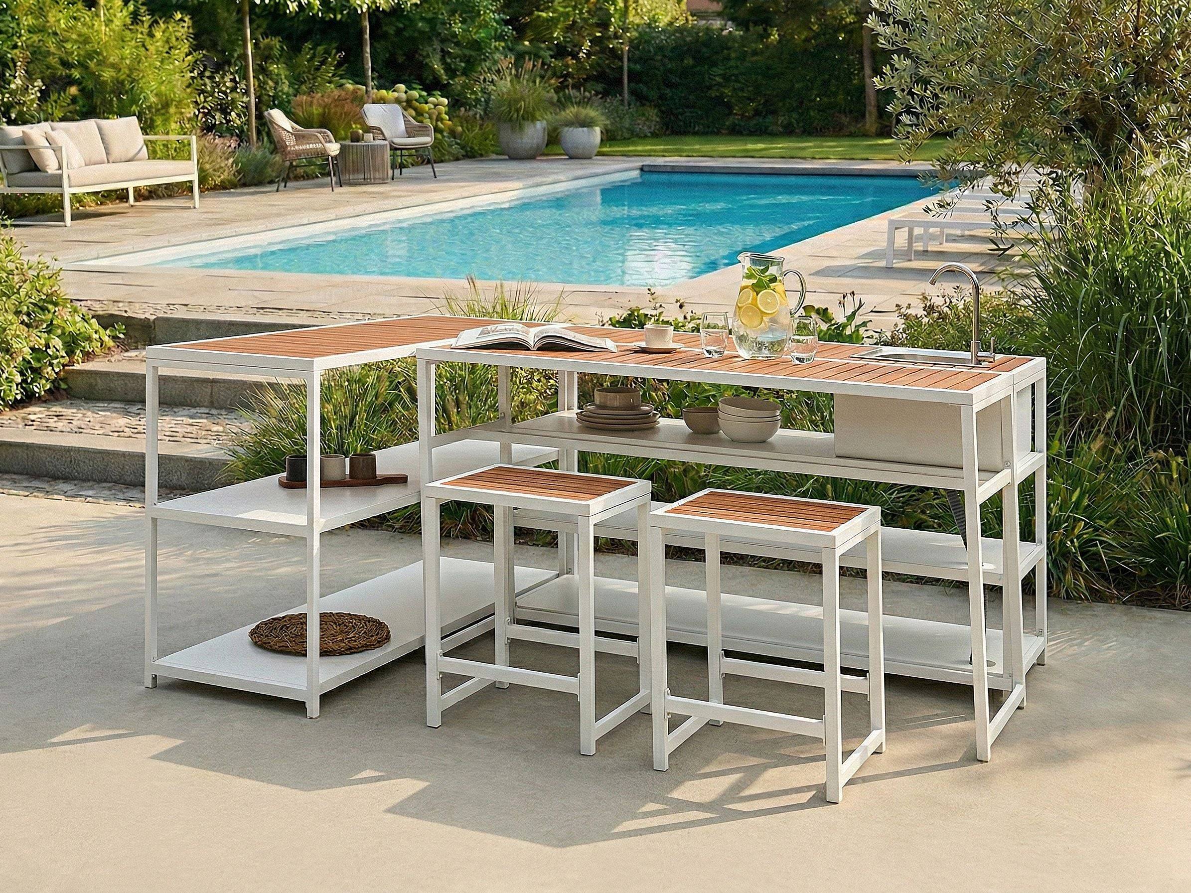 Beliani - Cuisine de jardin Acier Marron/blanc AVETRANA - Beliani - Image 1