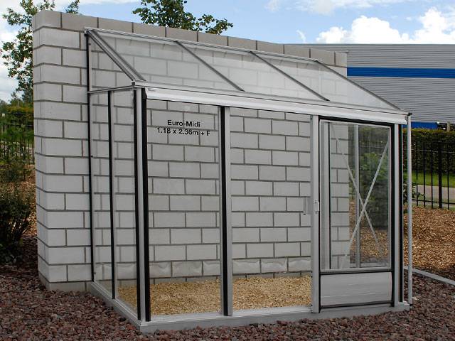 5m²  -  Serre en polycarbonate 8 mm alvéolés  - Euro Midi serre adossée - Laquée - 5m² - rouge vin  - L'atelier Des Serres - Image 7