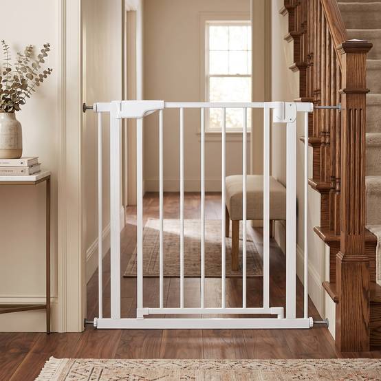 Barrière escalier sans perçage avec fermeture auto, enfants, cuisine, escalier, 76-81 x 76 cm, blanc - Image 10