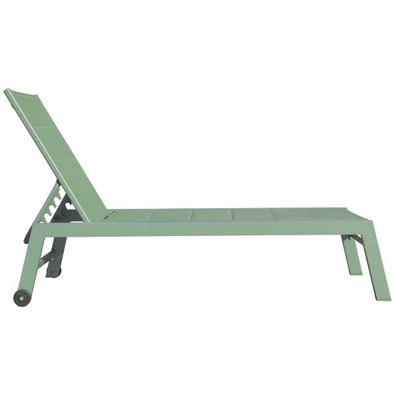 Set bain de soleil et table d'appoint BARBADOS en textilène vert sauge - aluminium vert sauge - HAPPY GARDEN - Image 8