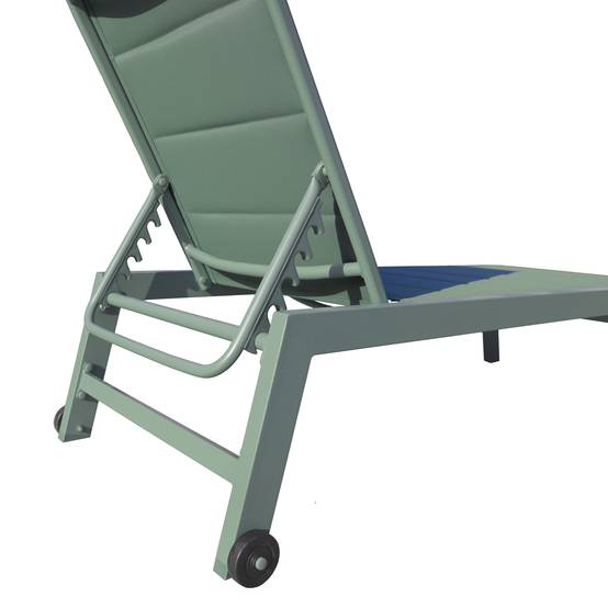 Set bain de soleil et table d'appoint BARBADOS en textilène vert sauge - aluminium vert sauge - HAPPY GARDEN - Image 4