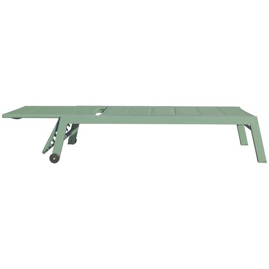 Set bain de soleil et table d'appoint BARBADOS en textilène vert sauge - aluminium vert sauge - HAPPY GARDEN - Image 9