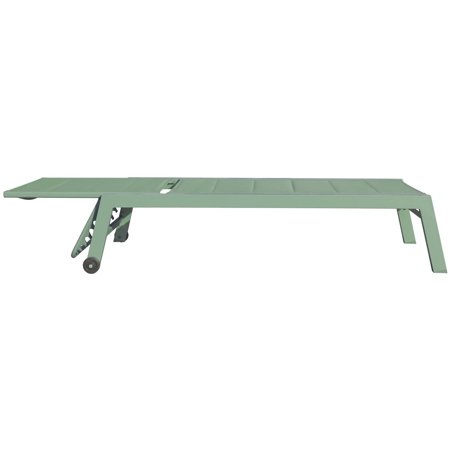 Set bain de soleil et table d'appoint BARBADOS en textilène vert sauge - aluminium vert sauge - HAPPY GARDEN - Image 9
