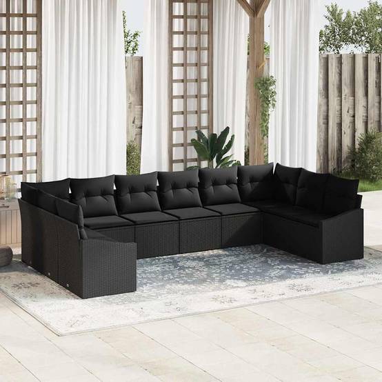 ComfortXL - Très Grand Salon de Jardin Poly Rotin Modulable avec Table Réglable et Rangement Grande Famille Noir 10 Places – ComfortXL Outdoor Living - Image 1