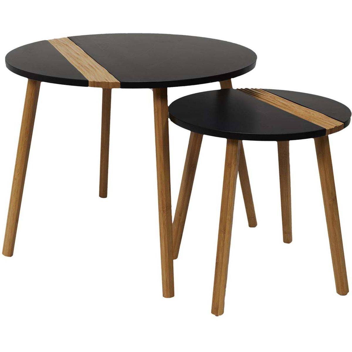 The Home Deco Factory - Tables gigognes bicolores Relief (Lot de 2) - Image 1