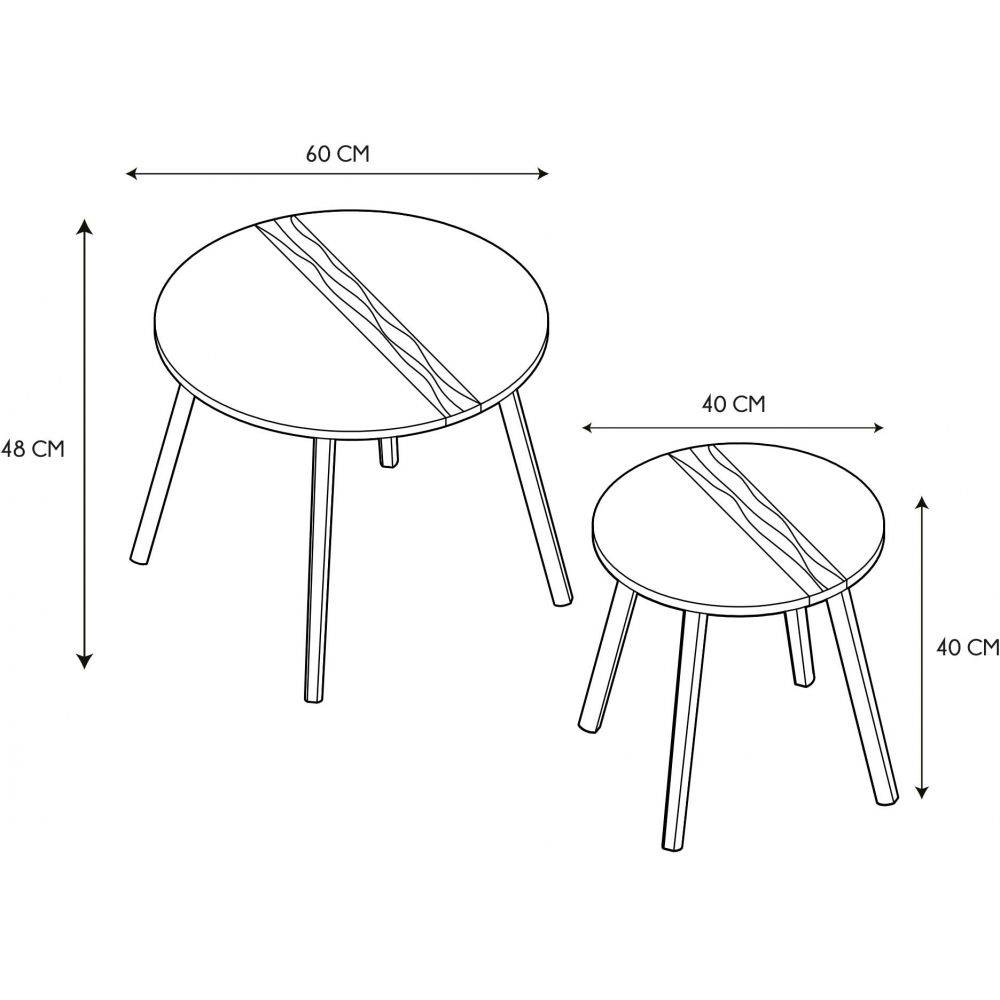 The Home Deco Factory - Tables gigognes bicolores Relief (Lot de 2) - Image 3