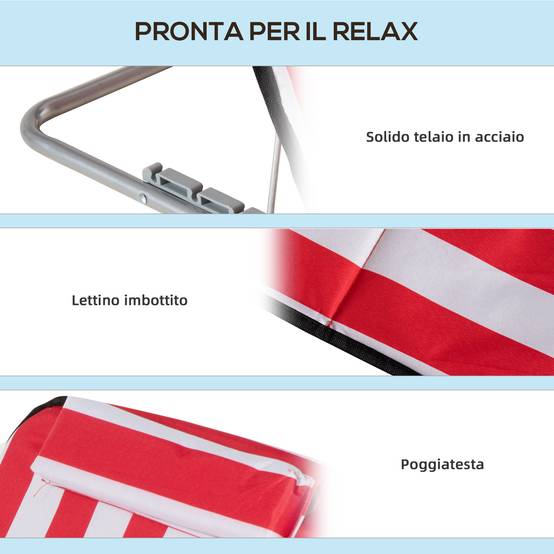 Ensemble de 2 chaises longues de plage pliables avec dossier réglable sur 5 niveaux et sac de rangement, rouge - Image 8