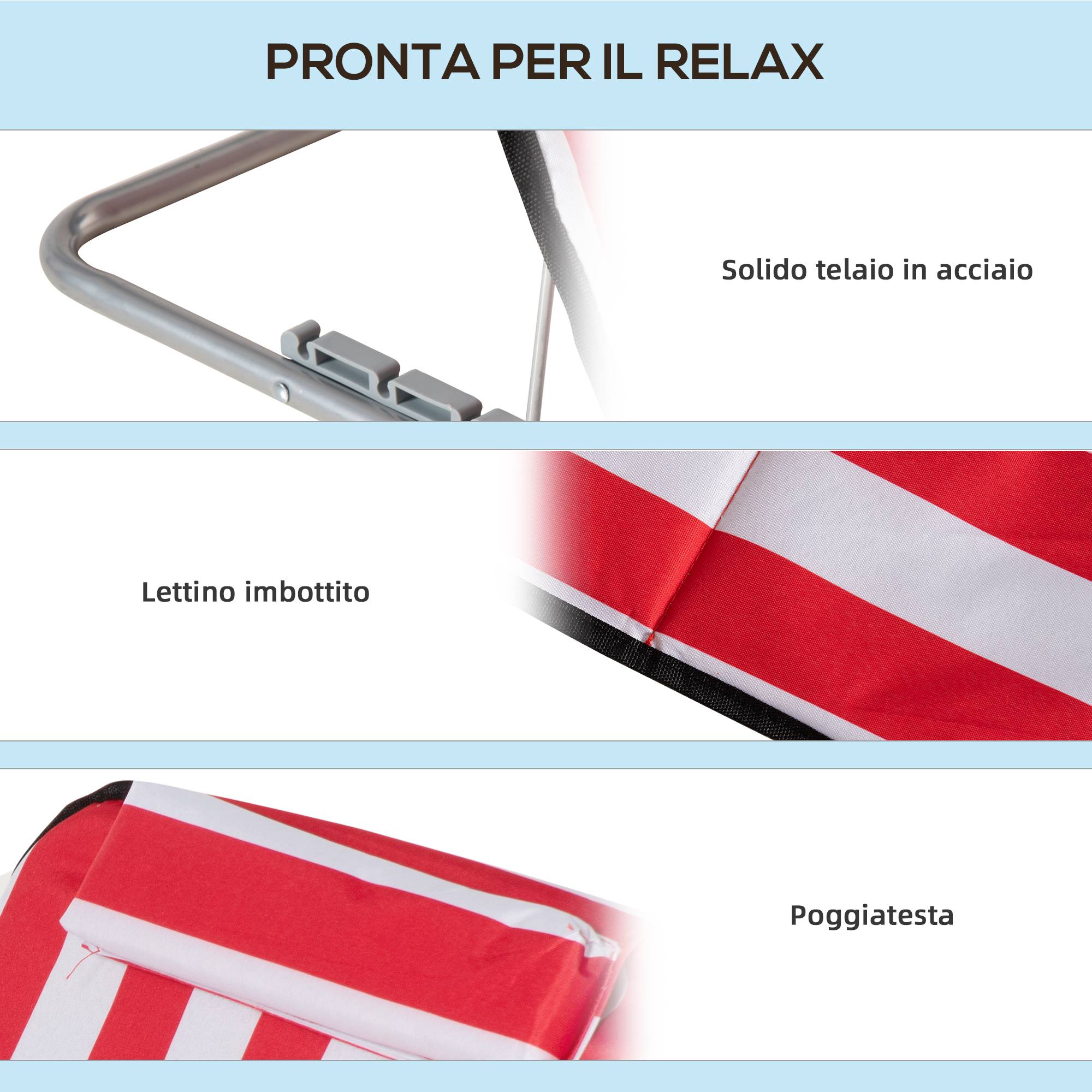 Ensemble de 2 chaises longues de plage pliables avec dossier réglable sur 5 niveaux et sac de rangement, rouge - Image 8