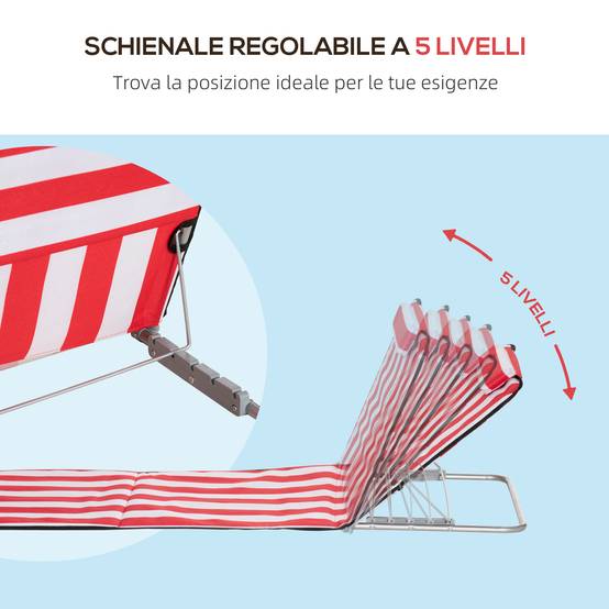 Ensemble de 2 chaises longues de plage pliables avec dossier réglable sur 5 niveaux et sac de rangement, rouge - Image 6